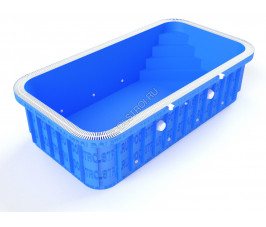 Полипропиленовый бассейн Standart mini. 5х2.5х1.7. угловая. переливной. закругленные. r 500 мм. 8 мм