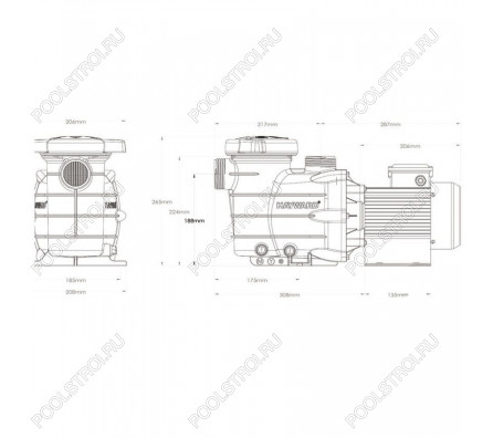 Насос для бассейна Hayward PL 81005E2 с ПФ (13м³/ч*8м 0.75кВт 220В)